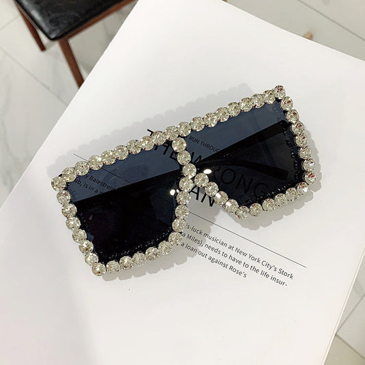 Cool Big Square Sunglasses With Diamonds